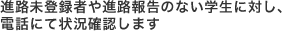 進路未登録者や進路報告のない学生に対し、電話にて状況確認します