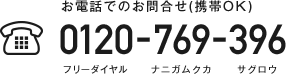 お電話でのお問合せ(携帯OK)　0120－769－396